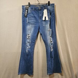 VIP Distressed Flared Bottom Women's Jeans 21/22 NWT